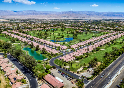 Aerial view of private community with golf course and tennis courts, tyler media works, real estate photography
