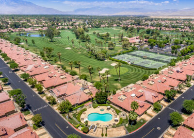 Aerial view of private community with golf course and tennis courts, tyler media works, real estate photography