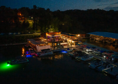 drone photos of marina at night
