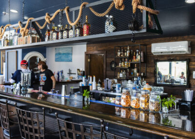 wooden bar with drinks